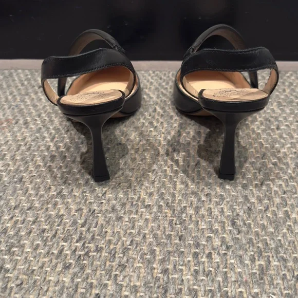 Vince Camuto Kentrena Black Heels Sophisticated Asymmetry Made in Brazil 7M - Picture 3 of 6